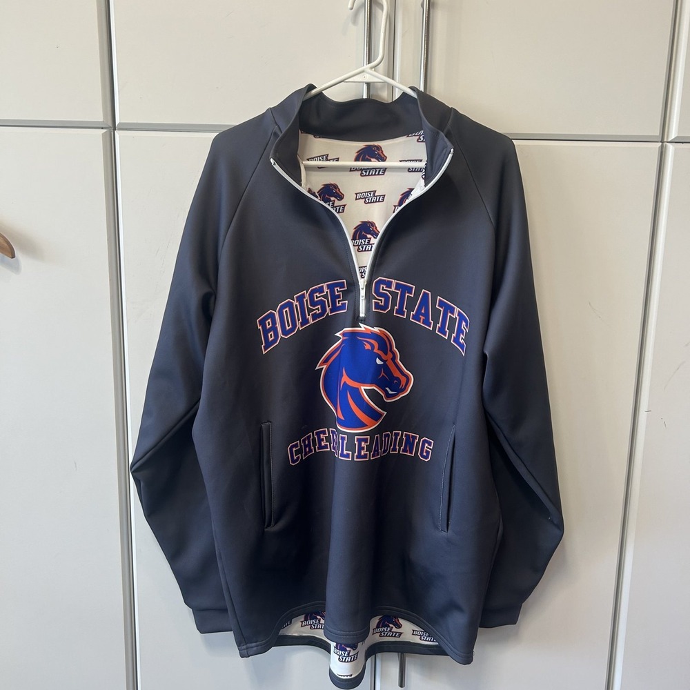 Boise State Broncos Cheerleading Nyce Quarter Zip Pullover Jacket Grey XL